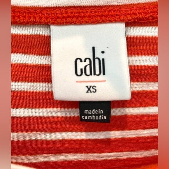 CABI | Orange White Stripe Cotton Top | Size XS - Picture 5 of 7